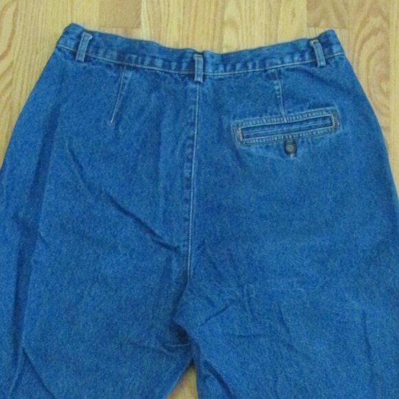 WESTPORT WOMENS SIZE 12 SH JEANS DARK BLUE STONE WASH DENIM HIGH WAIST MOM PLEAT - Picture 10 of 14
